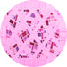 Round Machine Washable Solid Pink Modern Rug, wshcon2641pnk