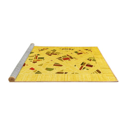 Sideview of Machine Washable Solid Yellow Modern Rug, wshcon2641yw