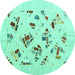 Round Solid Turquoise Modern Rug, con2641turq