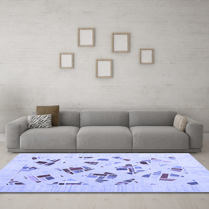 Machine Washable Solid Blue Modern Rug in a Living Room, wshcon2641blu