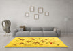 Machine Washable Solid Yellow Modern Rug in a Living Room, wshcon2641yw