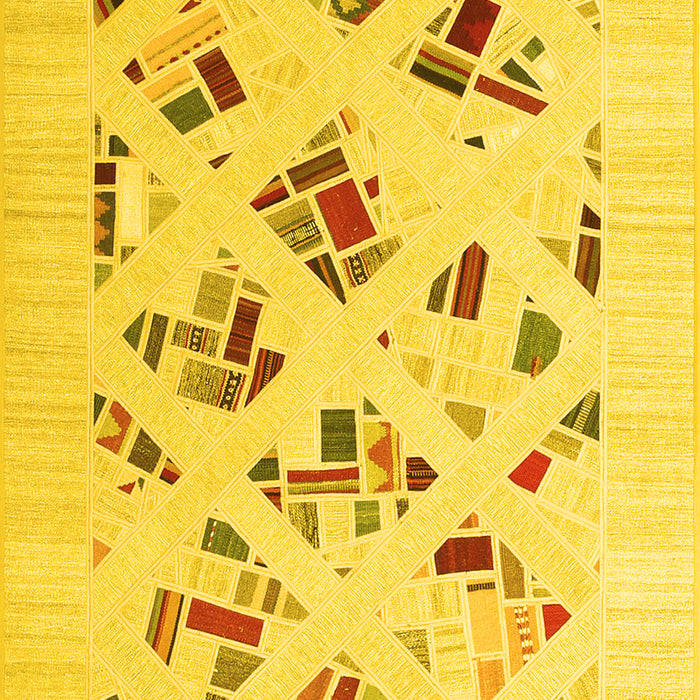 Machine Washable Solid Yellow Modern Rug, wshcon2641yw