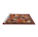 Serging Thickness of Machine Washable Contemporary Rust Pink Rug, wshcon2642
