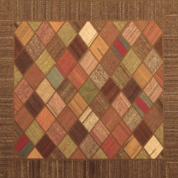 Square Abstract Brown Contemporary Rug, con2642brn