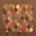 Square Abstract Brown Contemporary Rug, con2642brn