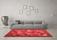 Machine Washable Abstract Red Contemporary Rug, wshcon2642red