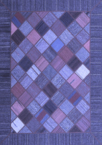 Abstract Blue Contemporary Rug, con2642blu