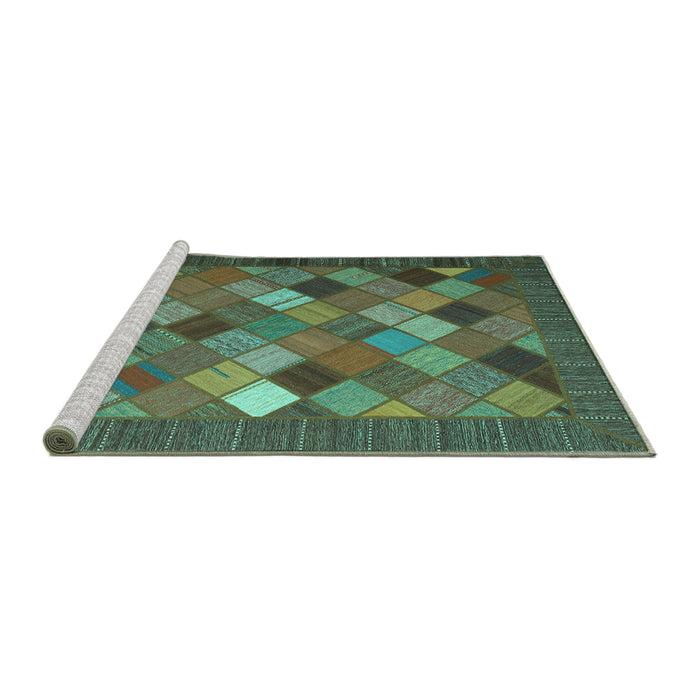 Sideview of Machine Washable Abstract Turquoise Contemporary Area Rugs, wshcon2642turq