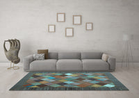 Machine Washable Abstract Light Blue Contemporary Rug, wshcon2642lblu