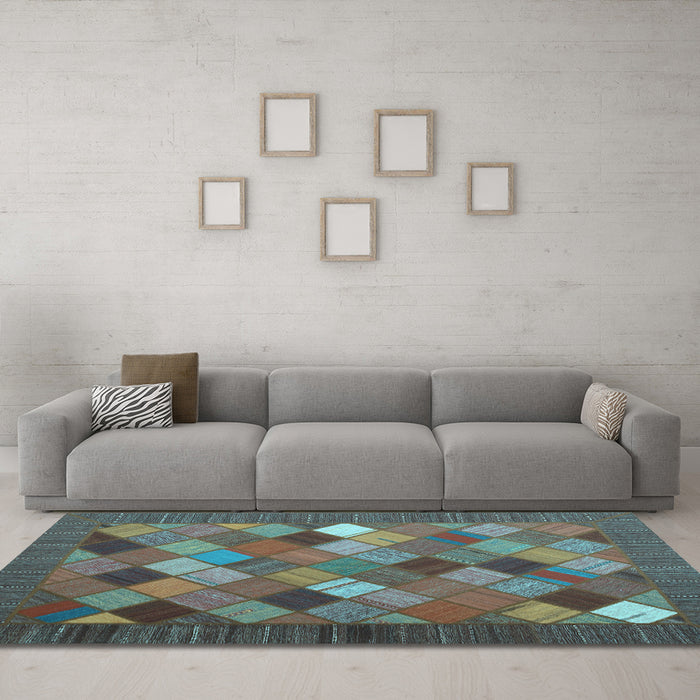 Machine Washable Abstract Light Blue Contemporary Rug in a Living Room, wshcon2642lblu