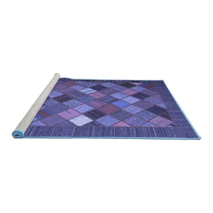 Sideview of Machine Washable Abstract Blue Contemporary Rug, wshcon2642blu
