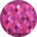 Round Machine Washable Abstract Pink Contemporary Rug, wshcon2642pnk