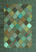 Machine Washable Abstract Turquoise Contemporary Area Rugs, wshcon2642turq