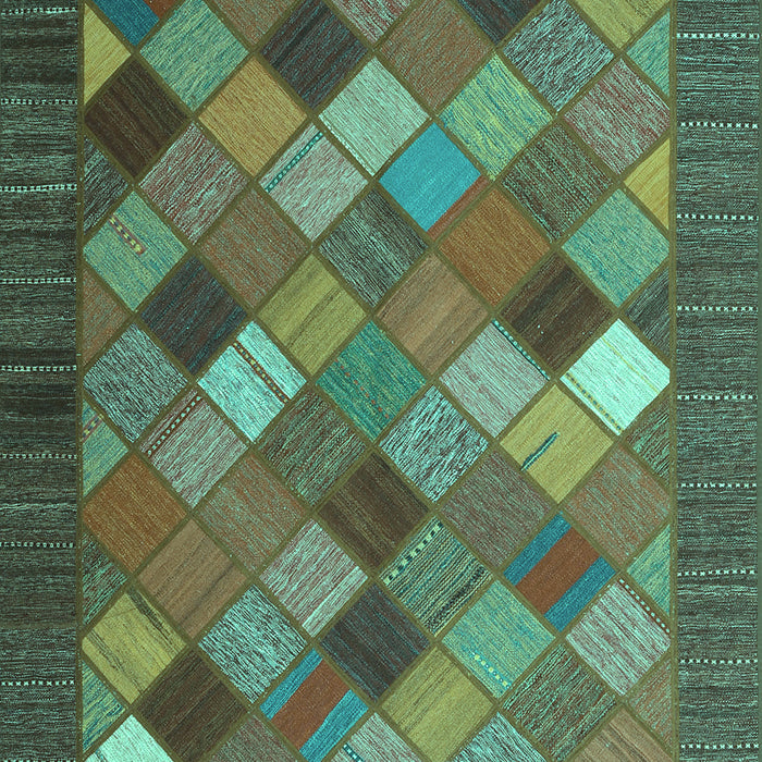 Machine Washable Abstract Turquoise Contemporary Area Rugs, wshcon2642turq