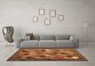 Machine Washable Abstract Brown Contemporary Rug in a Living Room,, wshcon2642brn
