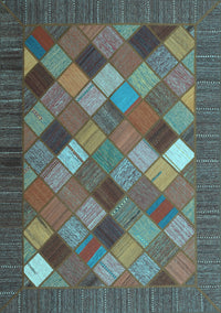 Abstract Light Blue Contemporary Rug, con2642lblu