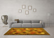 Machine Washable Abstract Yellow Contemporary Rug in a Living Room, wshcon2642yw
