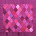 Square Machine Washable Abstract Pink Contemporary Rug, wshcon2642pnk