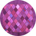 Round Abstract Purple Contemporary Rug, con2642pur