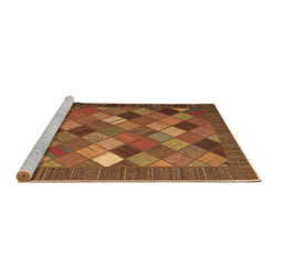 Sideview of Machine Washable Abstract Brown Contemporary Rug, wshcon2642brn