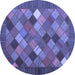 Round Abstract Blue Contemporary Rug, con2642blu