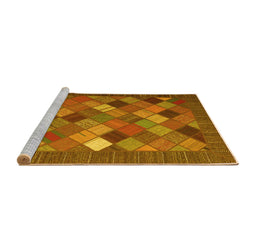 Sideview of Machine Washable Abstract Yellow Contemporary Rug, wshcon2642yw