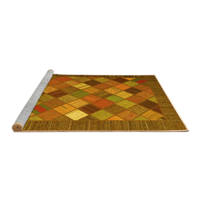 Sideview of Machine Washable Abstract Yellow Contemporary Rug, wshcon2642yw