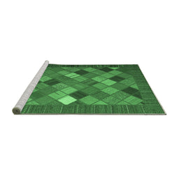 Sideview of Machine Washable Abstract Emerald Green Contemporary Area Rugs, wshcon2642emgrn
