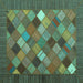 Square Abstract Turquoise Contemporary Rug, con2642turq