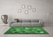 Machine Washable Abstract Emerald Green Contemporary Area Rugs in a Living Room,, wshcon2642emgrn