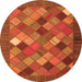 Square Abstract Orange Contemporary Rug, con2642org