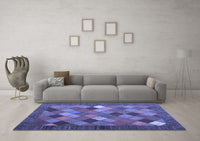 Machine Washable Abstract Blue Contemporary Rug, wshcon2642blu