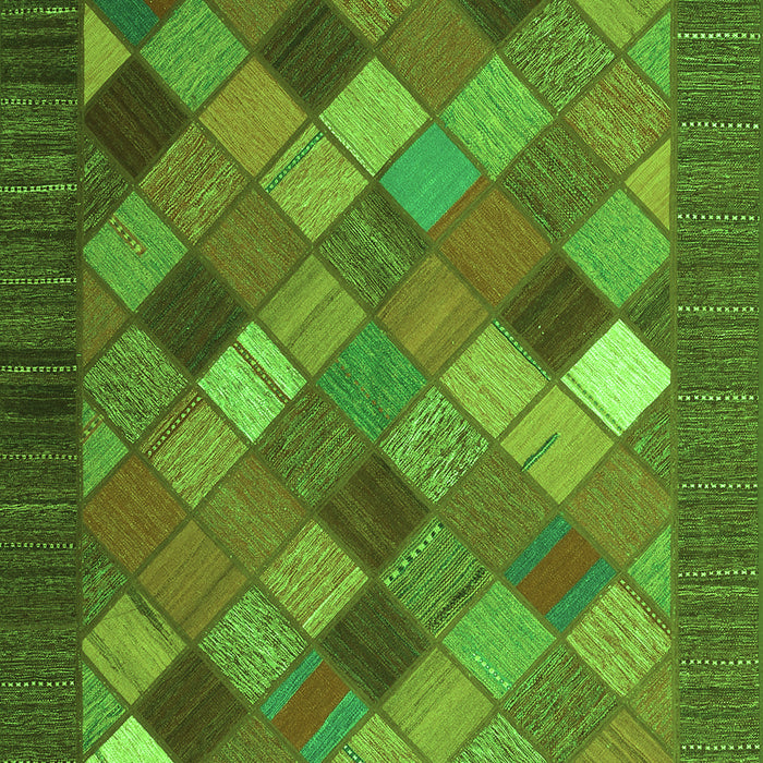 Serging Thickness of Machine Washable Abstract Green Contemporary Area Rugs, wshcon2642grn