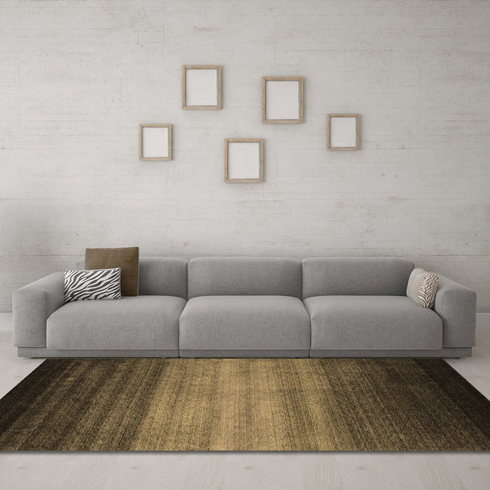 Machine Washable Abstract Brown Contemporary Rug in a Living Room,, wshcon2643brn