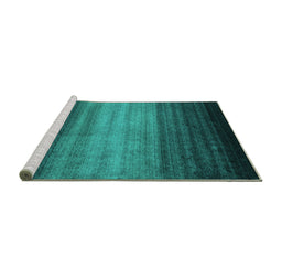 Sideview of Machine Washable Abstract Turquoise Contemporary Area Rugs, wshcon2643turq