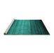 Sideview of Machine Washable Abstract Turquoise Contemporary Area Rugs, wshcon2643turq