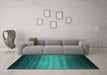 Machine Washable Abstract Turquoise Contemporary Area Rugs in a Living Room,, wshcon2643turq