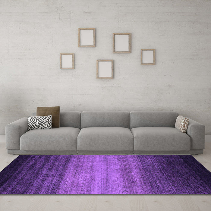 Machine Washable Abstract Purple Contemporary Area Rugs in a Living Room, wshcon2643pur