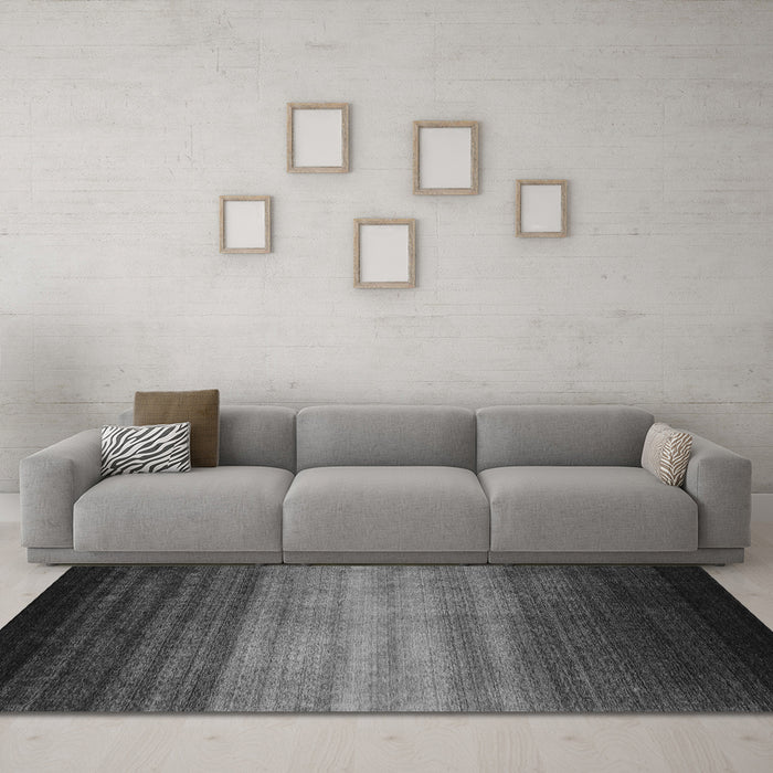 Machine Washable Abstract Gray Contemporary Rug in a Living Room,, wshcon2643gry