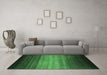 Machine Washable Abstract Emerald Green Contemporary Area Rugs in a Living Room,, wshcon2643emgrn