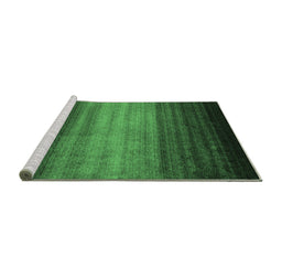 Sideview of Machine Washable Abstract Emerald Green Contemporary Area Rugs, wshcon2643emgrn