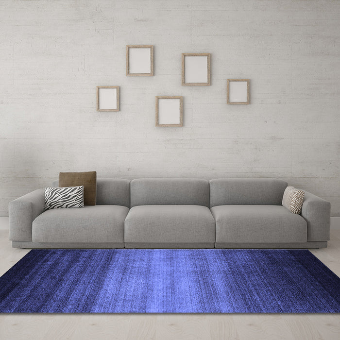 Machine Washable Abstract Blue Contemporary Rug in a Living Room, wshcon2643blu