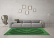 Machine Washable Abstract Emerald Green Contemporary Area Rugs in a Living Room,, wshcon2644emgrn