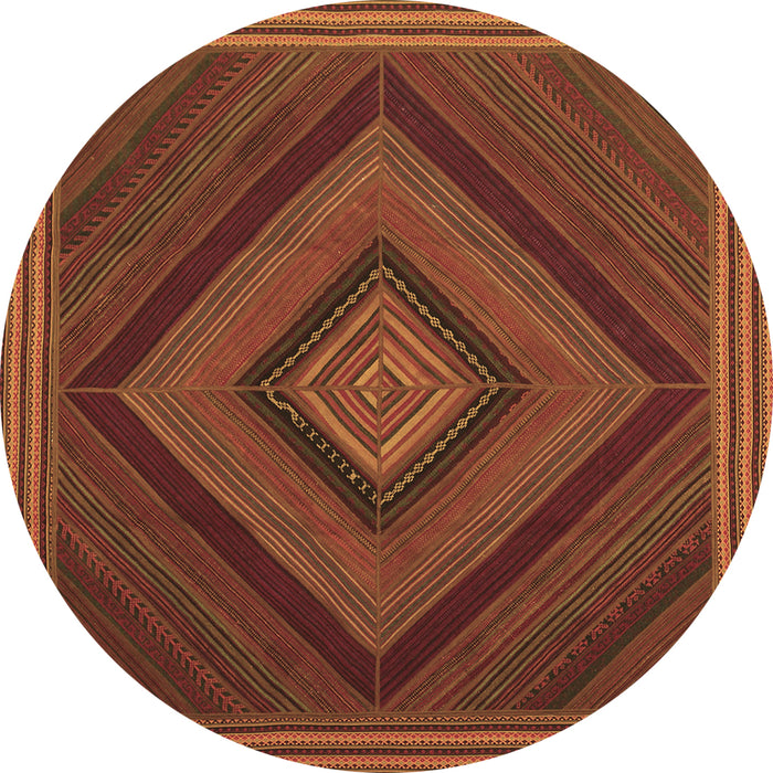 Round Abstract Brown Contemporary Rug, con2644brn