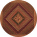 Round Abstract Brown Contemporary Rug, con2644brn