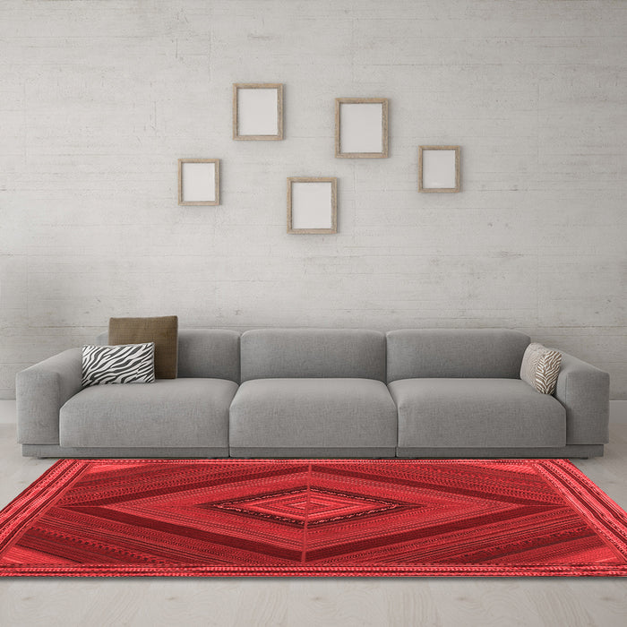 Contemporary Red Washable Rugs