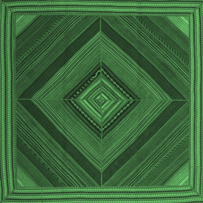 Square Abstract Emerald Green Contemporary Rug, con2644emgrn