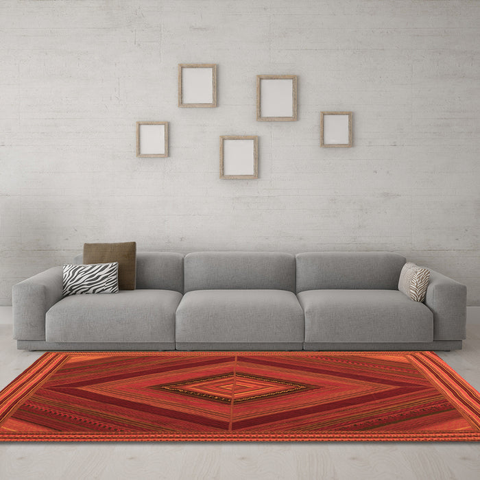 Machine Washable Abstract Orange Contemporary Area Rugs in a Living Room, wshcon2644org