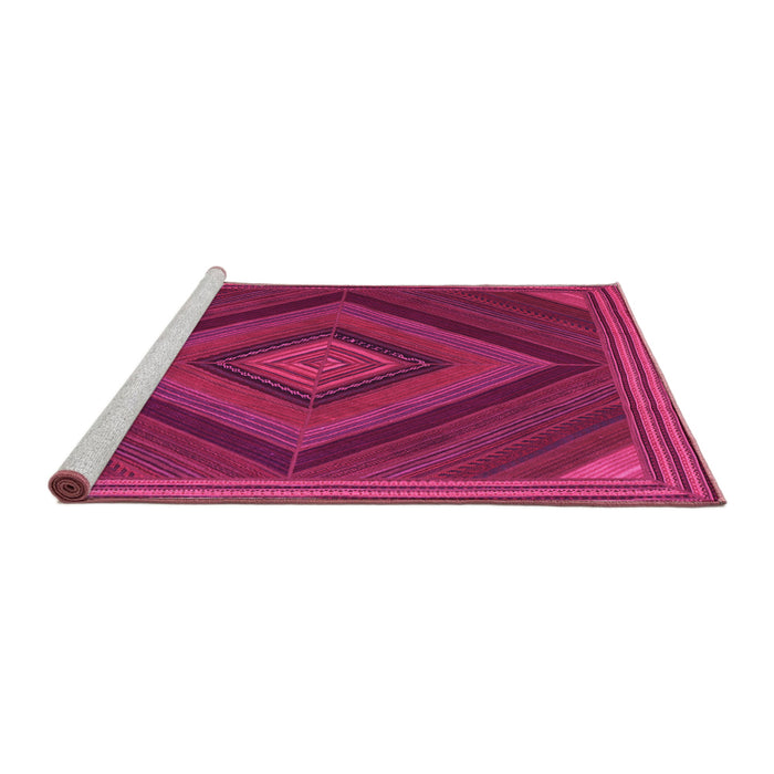 Sideview of Machine Washable Abstract Pink Contemporary Rug, wshcon2644pnk