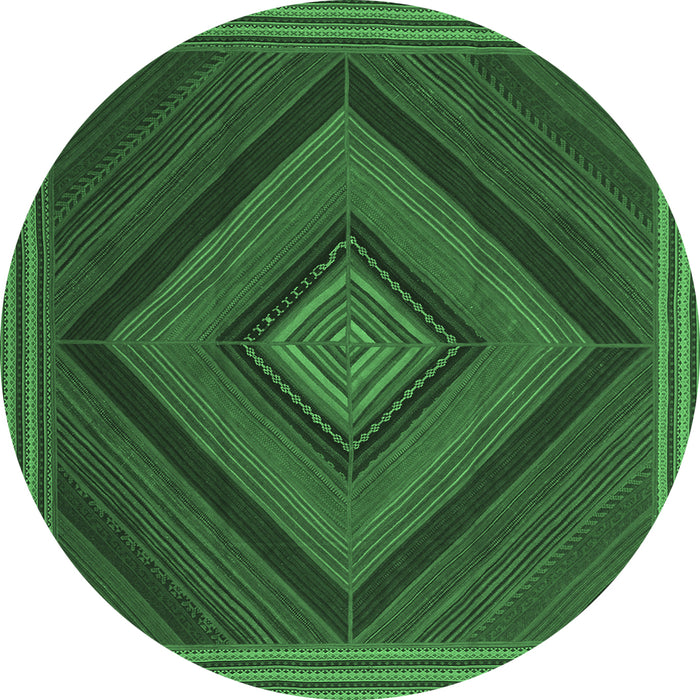 Round Abstract Emerald Green Contemporary Rug, con2644emgrn
